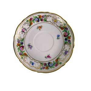 Schumann Empress Dresden Flowers 5.5" Saucer Plate With Gold Trim Germany